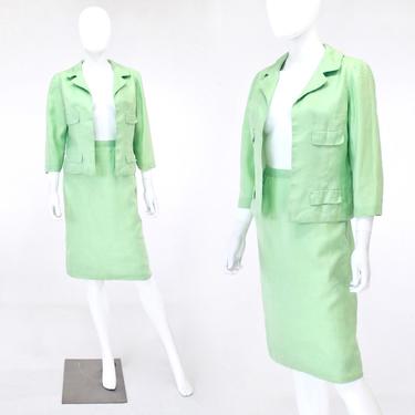 1950s Celadon Green Suit - 1950s Summer Suit - 50s Green Suit - Womens Green Suit - 50s Womens Suit - 50s Pale Green Suit | Size XS / Small 