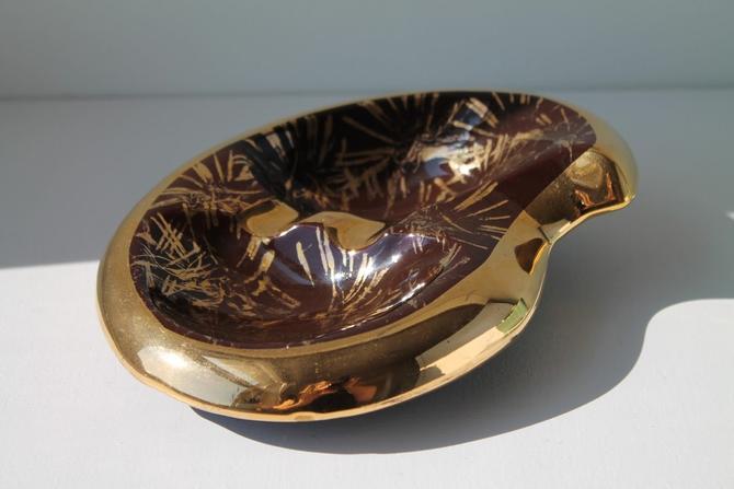 Dark Brown and Gold Vintage Plymouth Ash Tray 