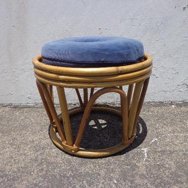 Rattan Stool Bentwood Bamboo Paul Frankl Ottoman Footrest Rattan Hassock Wood Vintage Seating Mid Century Furniture Bohemian Boho Chic 