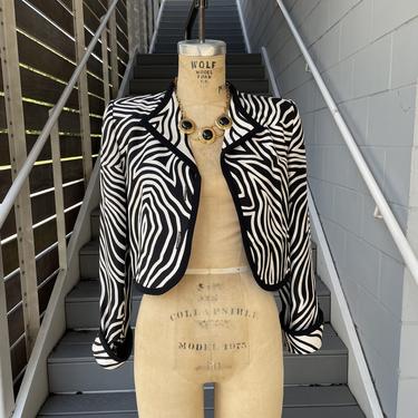 1990s Cache Zebra Cropped Jacket