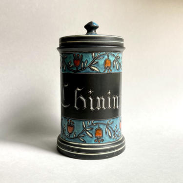 Vintage Alvino Bagni Pottery Apothecary Jar Canister Floral Decor, 1960s Italy 