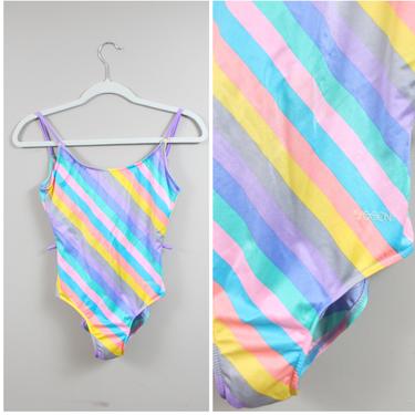 neon striped sasson one piece swimsuit (deadstock) 
