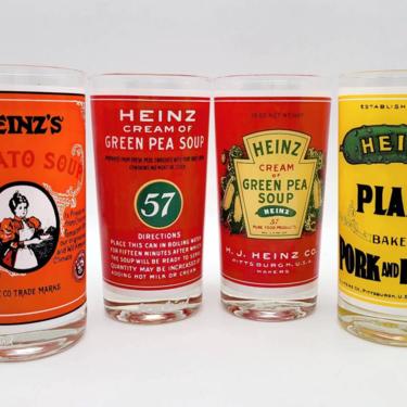 Georges Briard Heinz Cocktail Glasses (4), Vintage Barware, Vintage Glassware, Mid-Century Barware, Barware Set, MCM Glass, Retro Glassware 