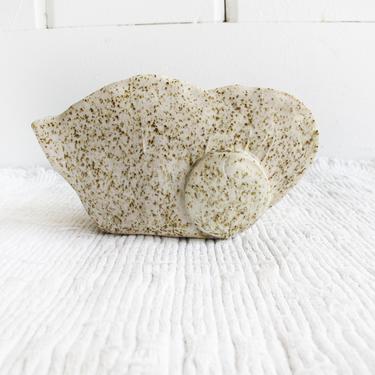 Vintage White Speckled Hand Crafted Organic Shape Ceramic Dish / Catch-All 