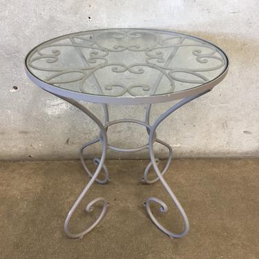 Wrought Iron Outdoor Table with Glass Top