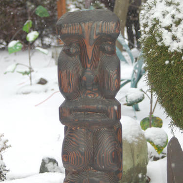 25 inch tall Large Flamed Swamp Hand Carved Cedar Wood Female / Fertility Goddess Tiki  ~ Witco / Witco Style ~ NW Estate 