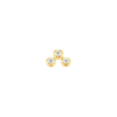 Mini Diamond Trio Threaded Flat Back Earring - Yellow Gold Diamond