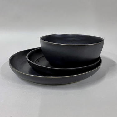 The Dinnerware Set - Matte Black (ceramic, handmade, plates, bowl, tableware) 