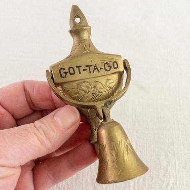 Small Etched Brass Door Knocker with Bell, Made in India, Got-Ta-Go Knocker 
