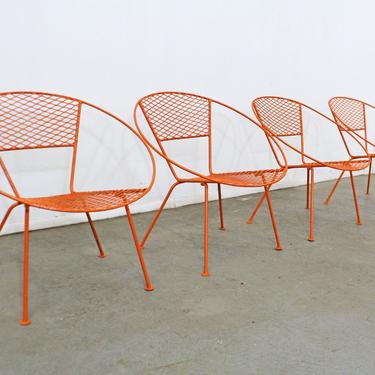 Vintage Outdoor Mid-Century Modern Atomic Cicchelli Style Outdoor Circle Hoop Chair Set - SET OF 4 
