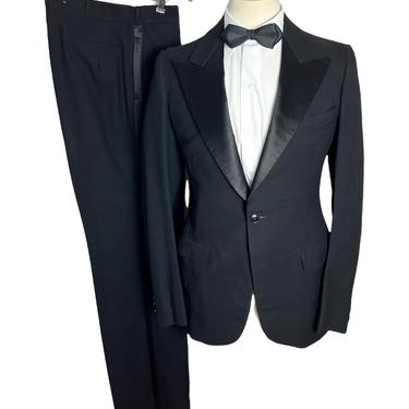 Hold for DAVID Vintage 1930s 3pc Wool TUXEDO ~ 36 Long ~ NRA Label ~ Peaked Lapel Suit / Tux ~ Button-Fly Pants ~ Vest / Waistcoat ~ 