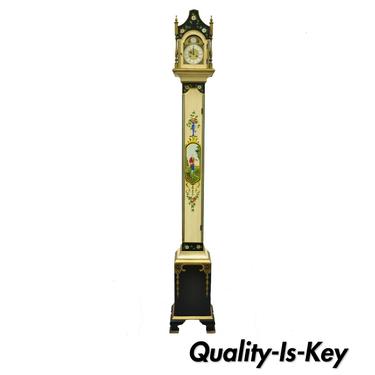 Narrow Pencil Grandmother Clock by Colonial Mfg Co Handpainted Adams Style Case