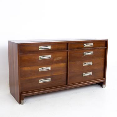 Willett Furniture Mid Century Walnut 8 Drawer Lowboy Dresser - mcm 