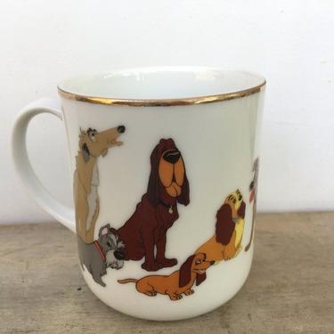 Vintage 70's Disney Mug, Lady And The Tramp Dog Coffee Cup, Dog Lovers, Walt Disney Productions 