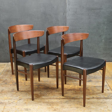 4 Vintage Mid-Century Danish Teak Dining Chairs Set Four Mad Men Scandinavian Modern Moreddi Hvidt Vtg Early 1950s 