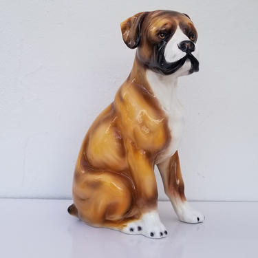 70's Vintage Italian Ceramic  Pitbull Dog Sculpture . 