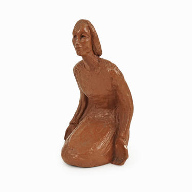 Vintage Composite Sculpture Kneeling Woman Statue 