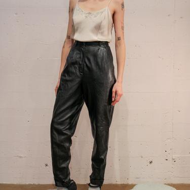 Soft Leather Pleated Trousers
