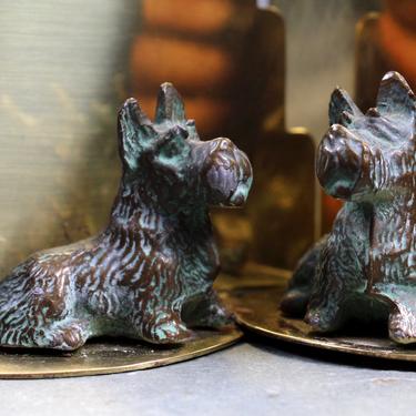 Scottish Terrier Bookends - Gorgeous Brass and Copper Set of Bookends - Copper Terrier Puppies - Vintage Terrier Bookends | FREE SHIPPING 