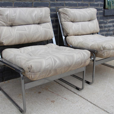 Mid-Century Modern Chrome Armless Lounge Chair