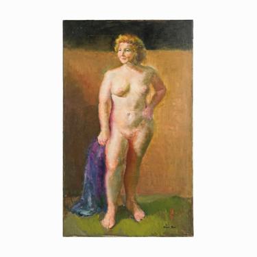 Hiroko Mori Oil Nude Figure Painting Vintage 