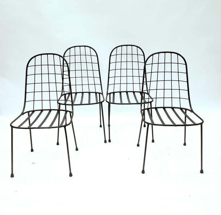 Set 4 Metal Vintage Outdoor Dining Chairs