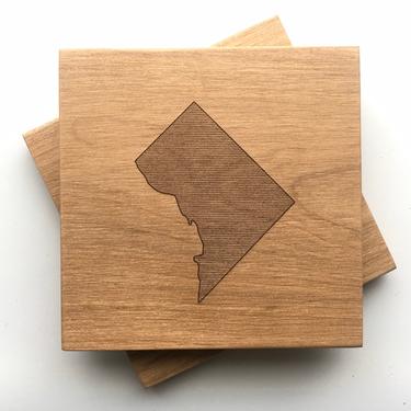 State Map Coasters - Woodburned - Set of 2 