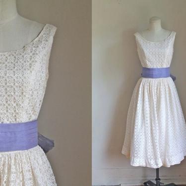 vinyage 1950s Cotton Lace Wedding Dress Set • XS 