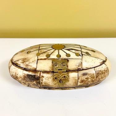 Oval Shaped Box with Brass Inlay 