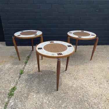 Set of Three Mid Century Tiled Stacking Snack Tables