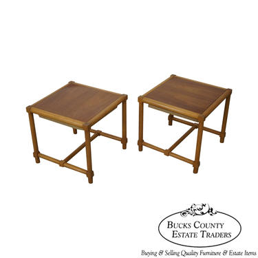 Tommi Parzinger Pair of Stools Reverse Top Low Tables 