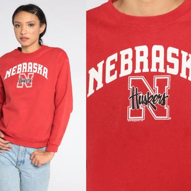 Nebraska Huskers Sweatshirt University of Nebraska Sweatshirt Cornhuskers Sweatshirt 90s College Shirt 1990s Vintage Red Small S 