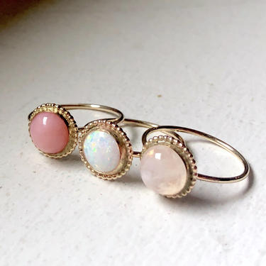 Radiance Rings - 14k Gold Fill with White Opal or Pink Opal or Moonstne 