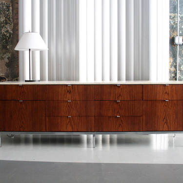 Rosewood and Marble Credenza by Florence Knoll