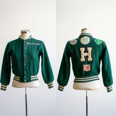Vintage 1960s Letterman Jacket / Green Wool Letterman Jacket / Green Wool Varsity Jacket / 60s Varsity Jacket / Philadelphia Varsity Jacket 