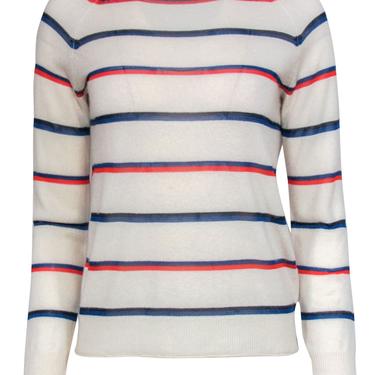 Kule - Ivory, Orange &amp; Blue Striped Cashmere Blend Sweater Sz XS