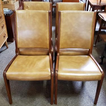Item #M84 Set of Four “G-Plan” Teak &amp; Faux Leather Dining Chairs c.1970
