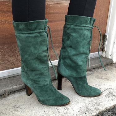Donald J Pliner Right Bank Shoe Co. Green Suede Slouch Boots