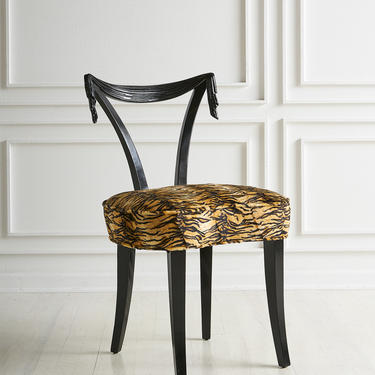 Tassel Motif Grosfeld House Chair in Animal Print Upholstery