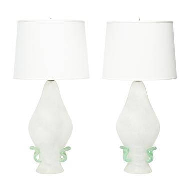 Cenedese Pair of Hand-Blown Scavo Glass Table Lamps  1970s