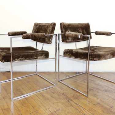 Milo Baughman Dining Chairs 1188 Thayer Coggin Mid Century Modern Chrome 