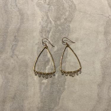 Herkimer Triangle Gold Earrings