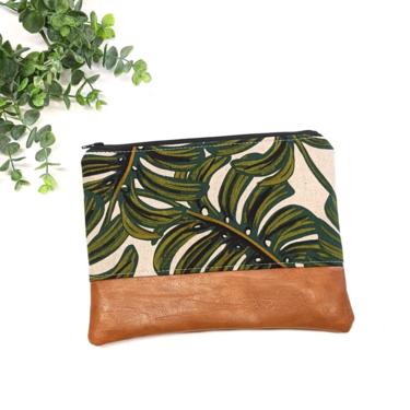 Rifle Paper Makeup Bag: Monstera Leaf/ Travel Pouch/ Vegan Leather 