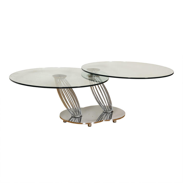 Vintage Chrome + Glass Rotating Double-Top Coffee Table