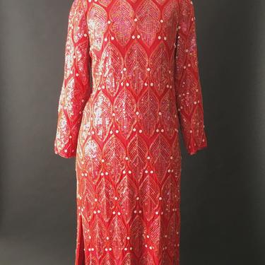 Vintage Cherry Red Silk Dress 