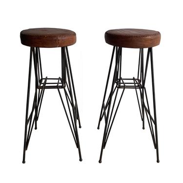 Steel and Leather Barstools, France, 1950’s