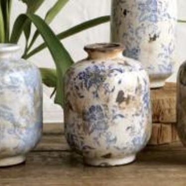 Terracotta Reproduction Transferware Vase, Set of 3 - FREE SHIPPING
