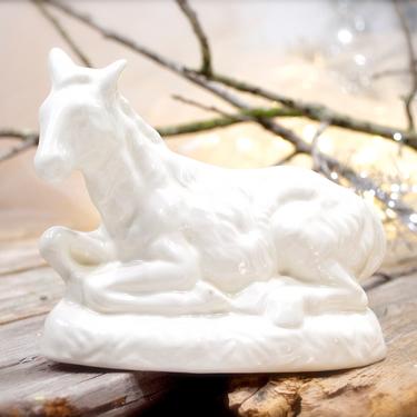 VINTAGE: 1988 - White Glazed Ceramic Mule Figurine - Nativity Figure - Nativity Replacements - Manger - Holidays - SKU 35-B-00032855 
