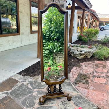Hollywood Regency Style, Wood Framed Cheval Standing Floor Mirror, Adjustable Angle, Mid 20th Century 