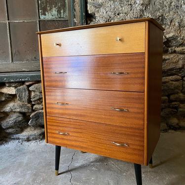 Mid century tall dresser Danish modern chest of drawers Art Deco bachelors chest 
